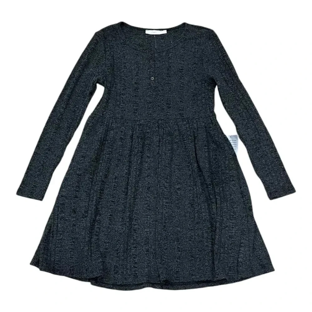 Lush Black Heather Knit Tier Mini Dress XS